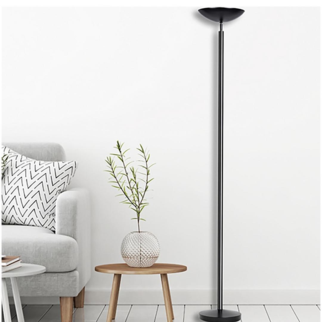 Lampadaire LED à éclairage indirect, mât droit DELY 2.0 UNILUX - Lampadaire LED à éclairage indirect UNILUX DELY 2.0 noir, en situation dans un salon