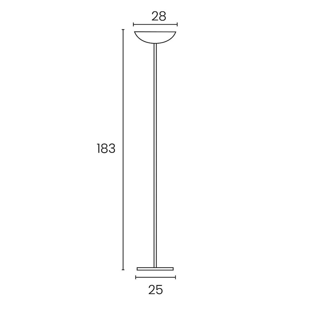 Lampadaire LED à éclairage indirect, mât droit DELY 2.0 UNILUX - Lampadaire LED à éclairage indirect UNILUX DELY 2.0 noir, dimensions