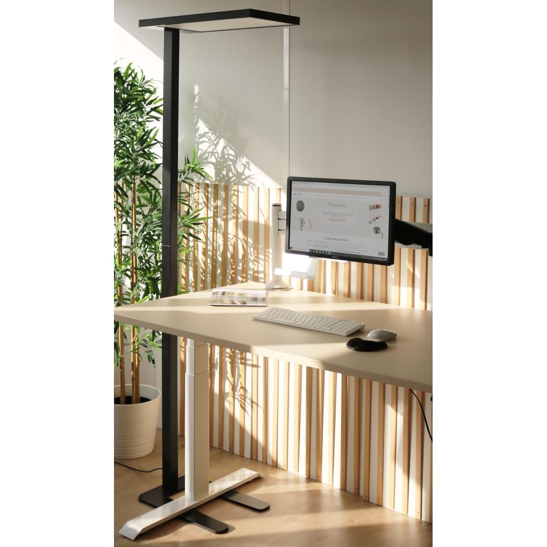 Lampadaire LED, 50 % direct et 50 % indirect VERSUS UNILUX - Lampadaire LED UNILUX VERSUS noir, en situation dans un bureau