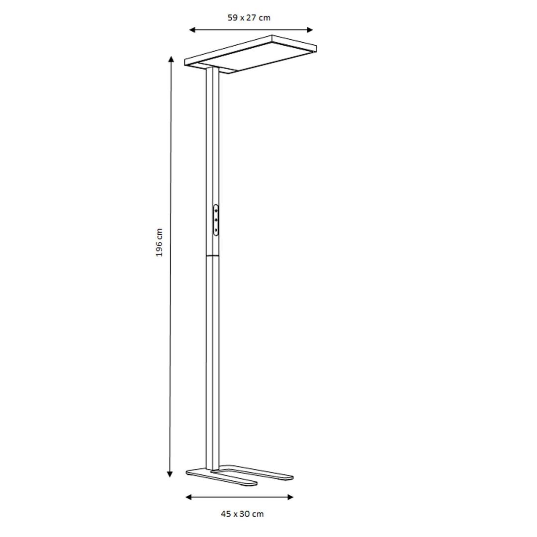 Lampadaire LED, 50 % direct et 50 % indirect VERSUS UNILUX - Lampadaire LED UNILUX VERSUS blanc, dimensions