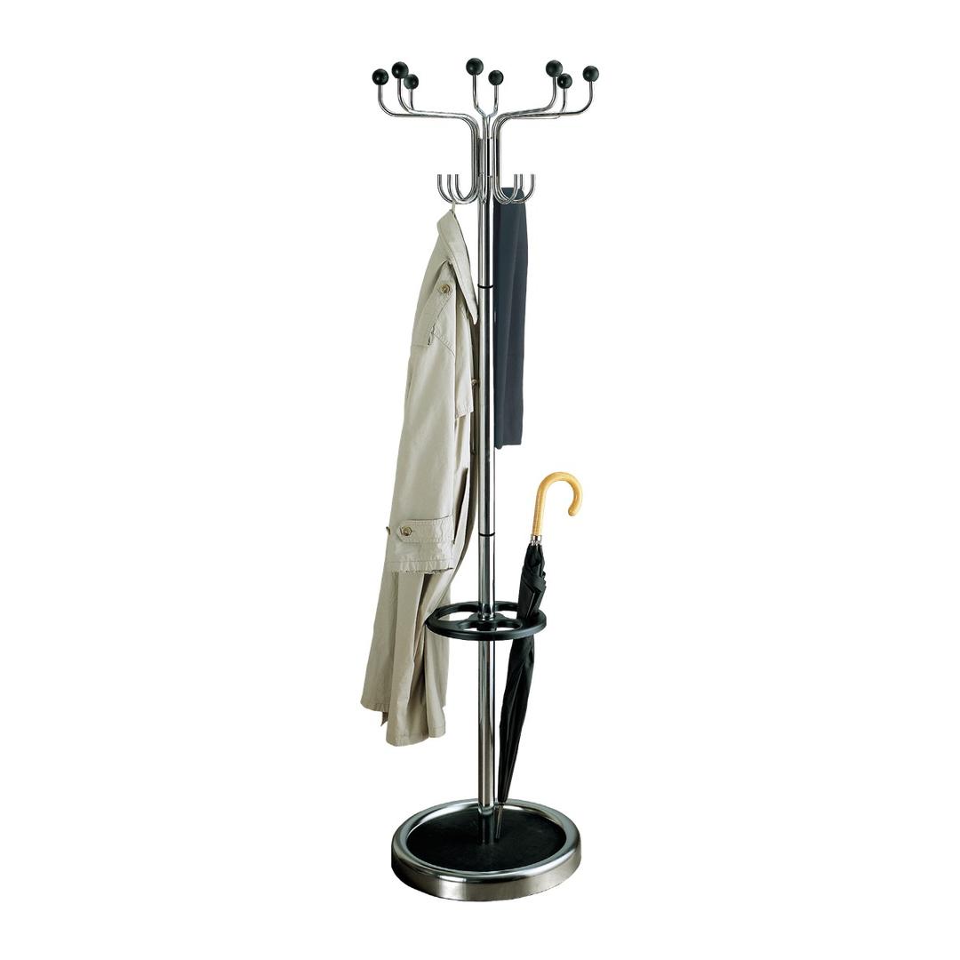 Portemanteau sur pied pivotant, porte-chapeaux ronds Rondo KERKMANN - Portemanteau sur pied pivotant kerkmann Rondo chrome et noir, vue d'ensemble