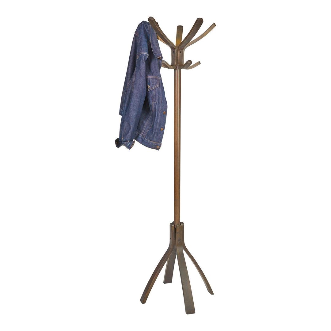 Portemanteau sur pied tout bois, 10 patères CAFE ALBA - Portemanteau sur pied tout bois ALBA CAFE bois foncé, en usage