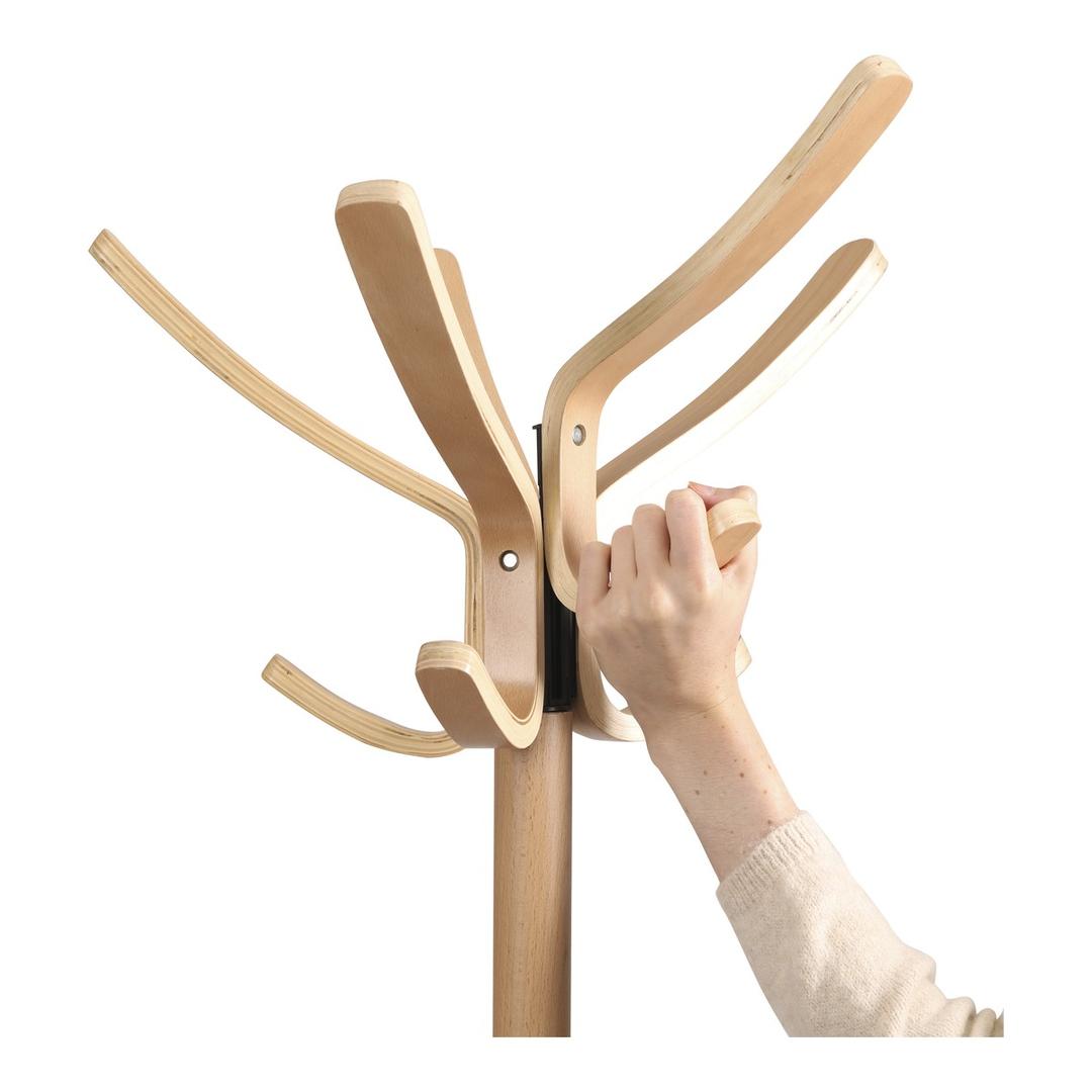 Portemanteau sur pied tout bois, 10 patères CAFE ALBA - Portemanteau sur pied tout bois ALBA CAFE hêtre, patère, détail