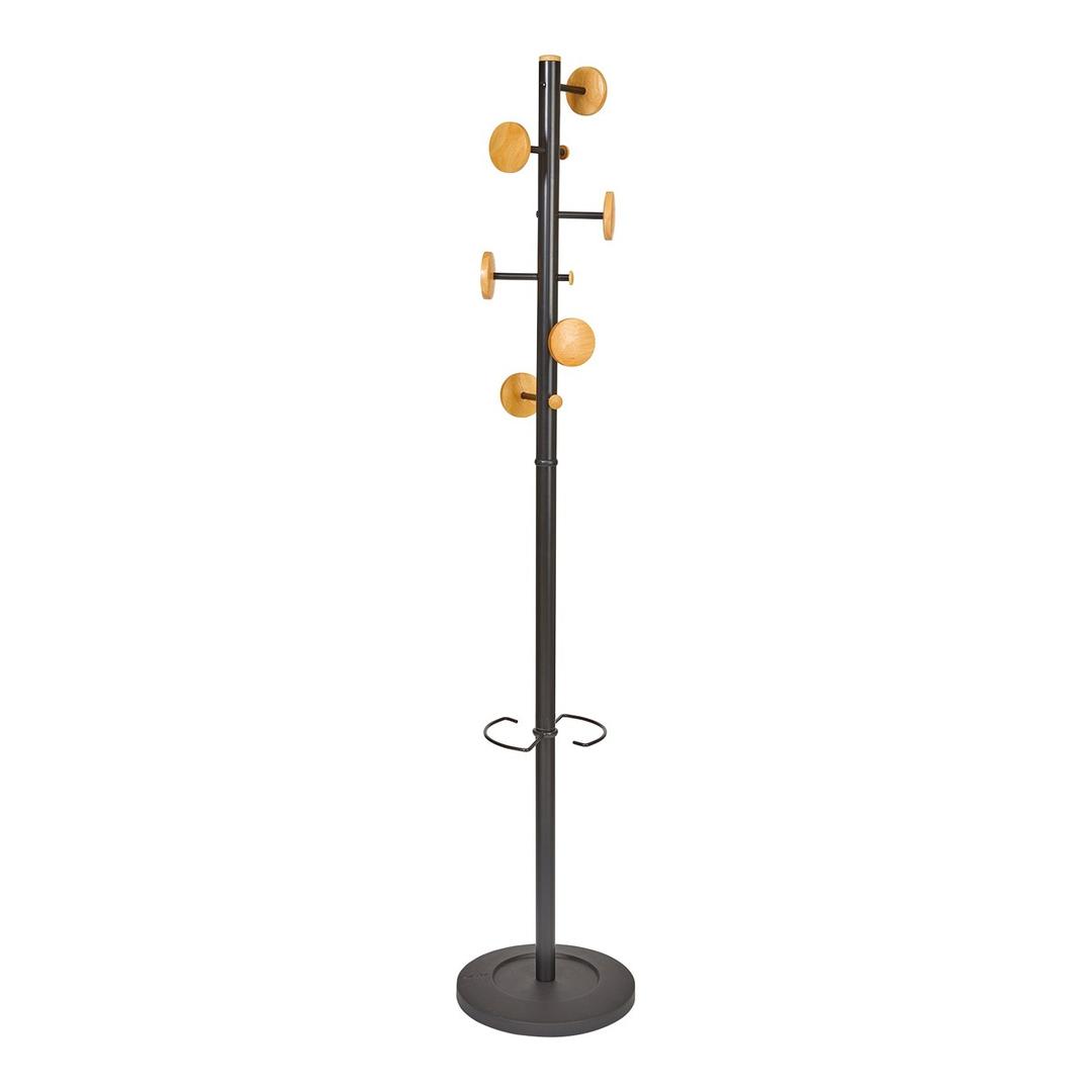 Portemanteau sur pied, 6 patères en bois MUSIC ALBA - Portemanteau sur pied ALBA MUSIC noir, vue d'ensemble