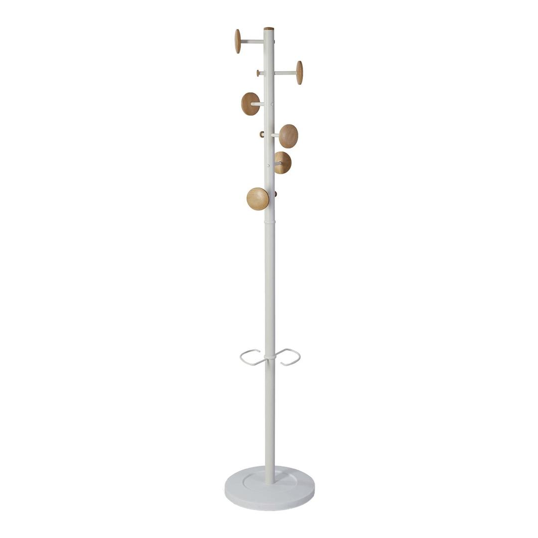 Portemanteau sur pied, 6 patères en bois MUSIC ALBA - Portemanteau sur pied ALBA MUSIC blanc, vue d'ensemble