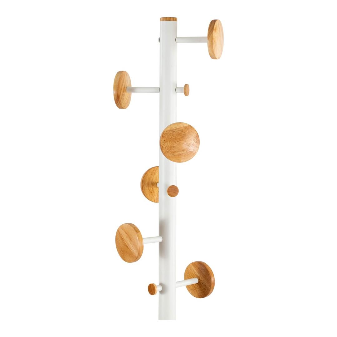 Portemanteau sur pied, 6 patères en bois MUSIC ALBA - Portemanteau sur pied ALBA MUSIC blanc, patères en bois, détail