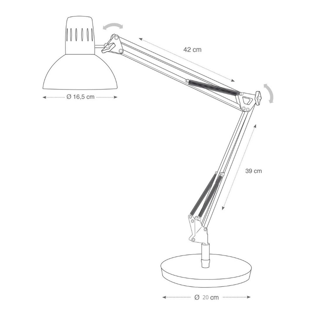 Lampe architecte sans ampoule, socle et pince ARCHI ALBA - Lampe architecte sans ampoule ALBA ARCHI blanc, dimensions