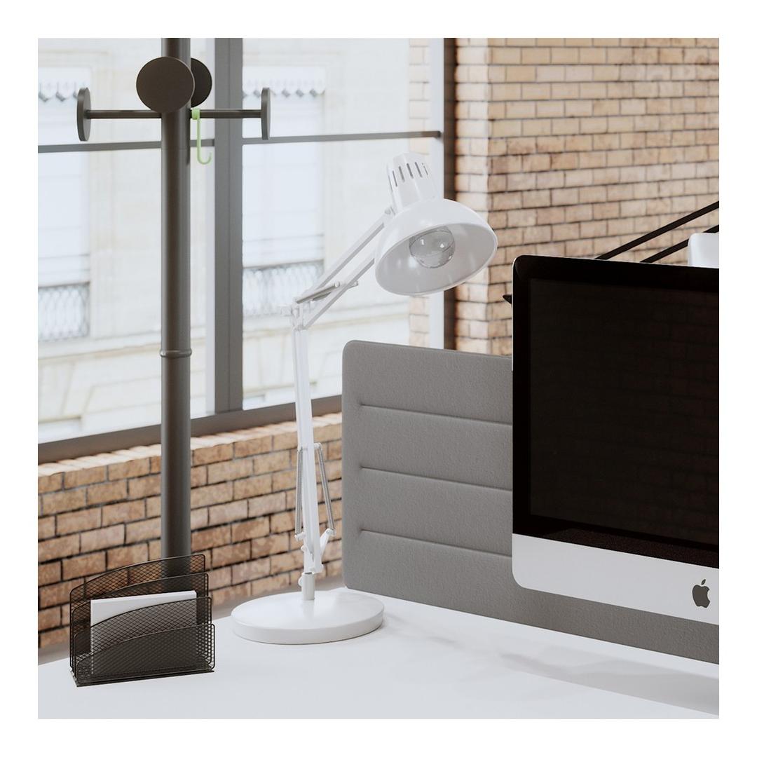 Lampe architecte sans ampoule, socle et pince ARCHI ALBA - Lampe architecte sans ampoule ALBA ARCHI blanc, en situation