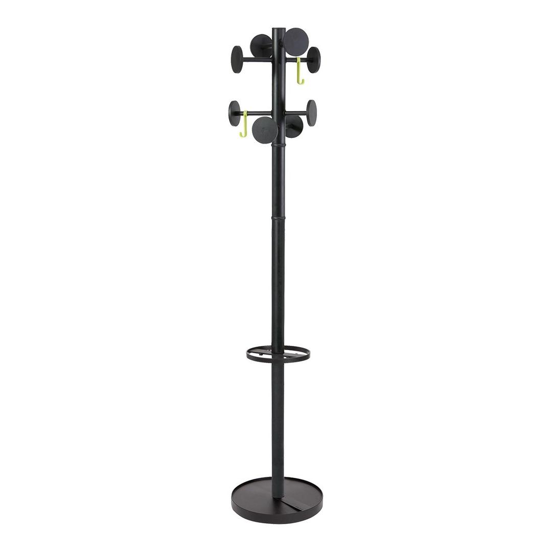 Portemanteau sur pied, 8 patères et 2 crochets STAN3 ALBA - Portemanteau sur pied ALBA STAN3 noir, vue d'ensemble