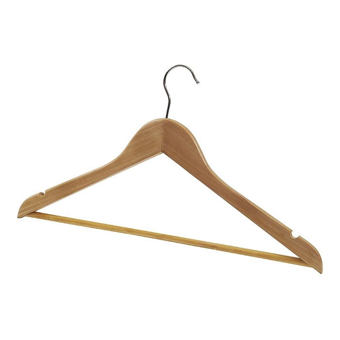 Cintres en bois FSC avec barre, lot de 25 BASIC - Cintres en bois FSC avec barre ALBA BASIC lot de 25 cintres, cintre, détail