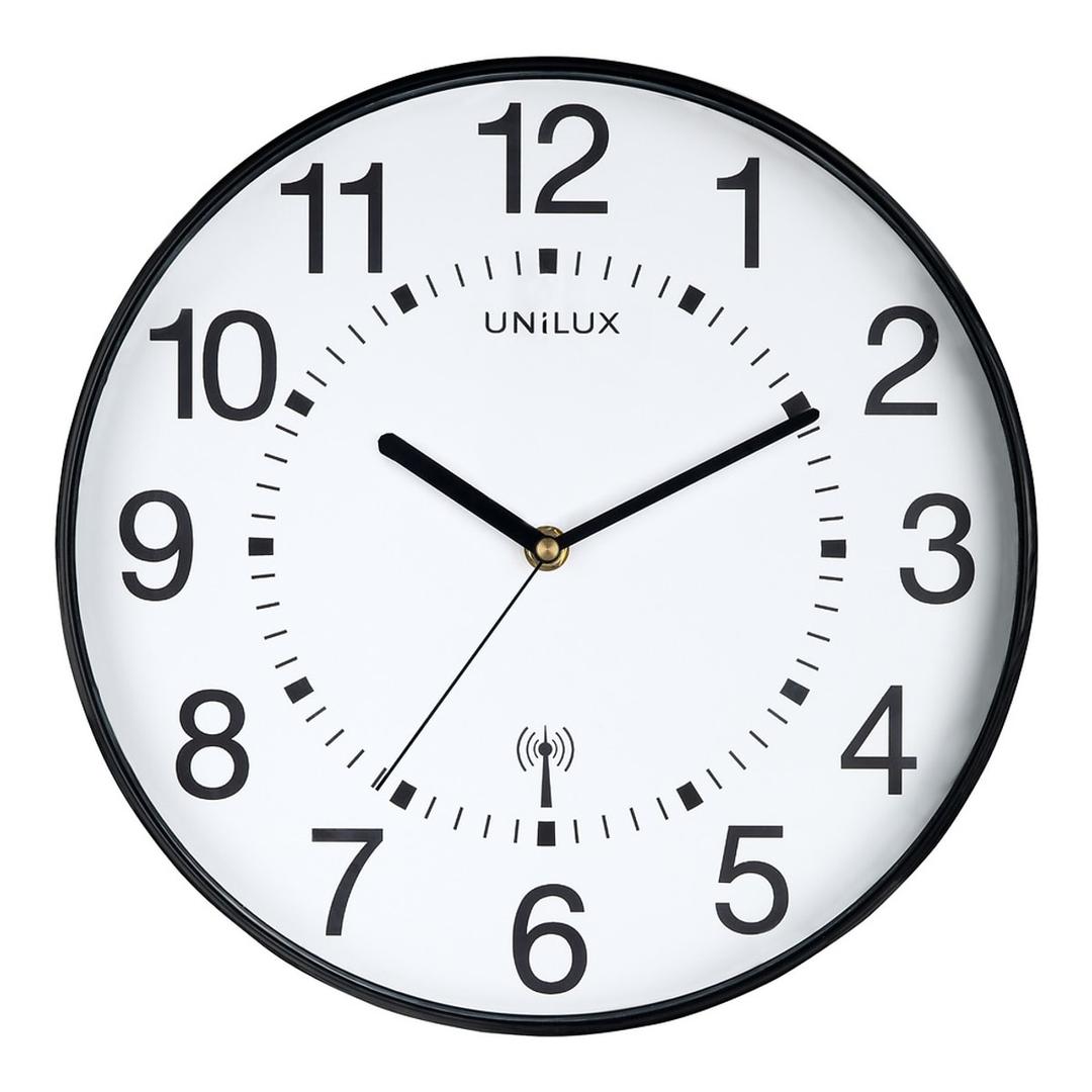 Horloge murale radio-pilotée, Ø 30 cm WAVE noir - Horloge murale radio-pilotée UNILUX WAVE noir, vue d'ensemble