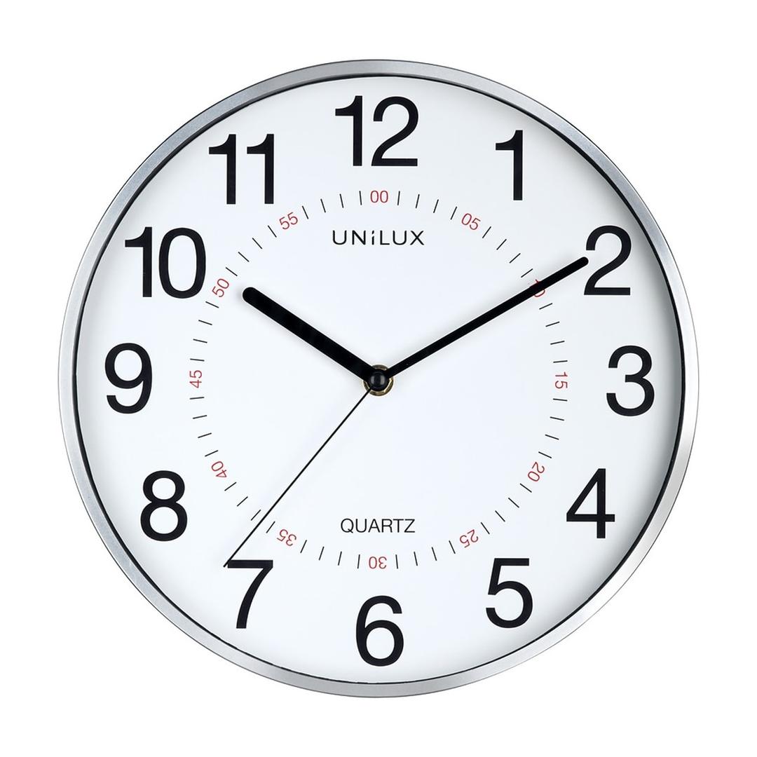 Horloge murale à quartz, Ø 30,5 cm ARIA gris métal UNILUX - Horloge murale à quartz UNILUX ARIA gris métal, vue d'ensemble