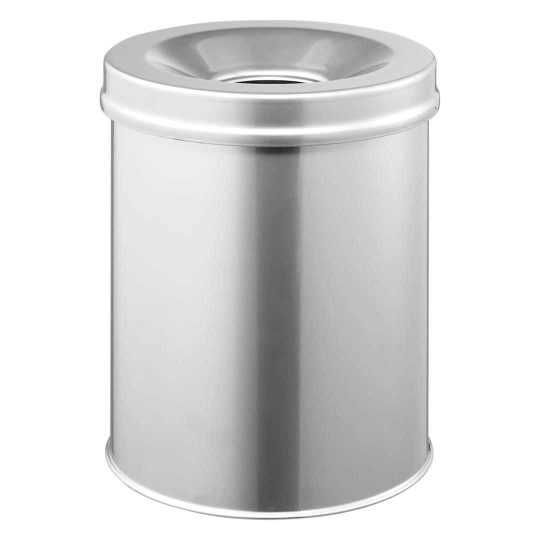 Corbeille anti-feu, couvercle étouffoir SAFE 15 litres DURABLE - Corbeille anti-feu DURABLE SAFE 15 litres argent métallisé, vue d'ensemble