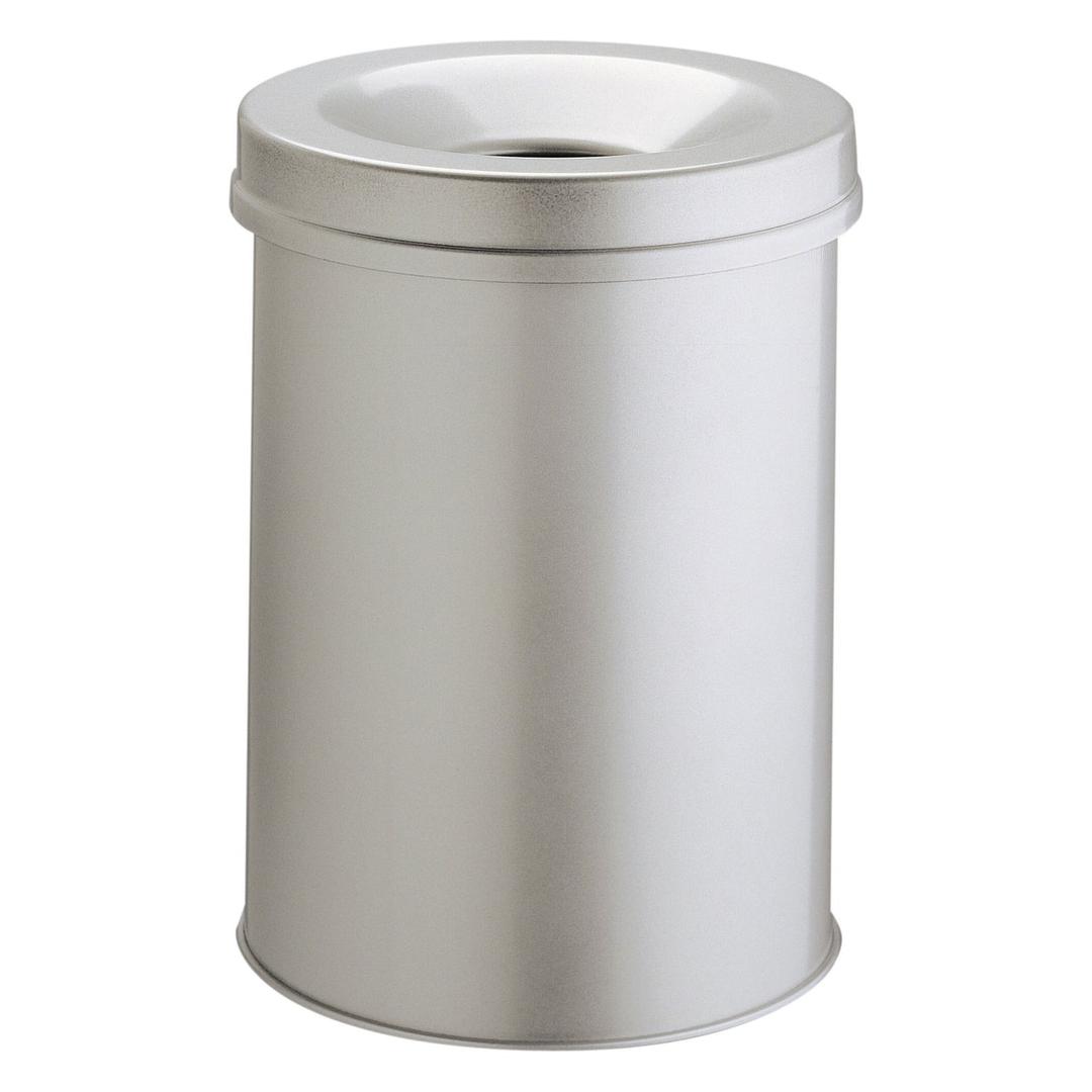 Corbeille anti-feu, couvercle étouffoir SAFE 15 litres DURABLE - Corbeille anti-feu DURABLE SAFE 15 litres grise, vue d'ensemble