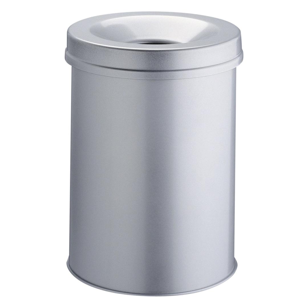 Corbeille anti-feu, couvercle étouffoir SAFE 30 litres DURABLE - Corbeille anti-feu DURABLE SAFE 30 litres grise, vue d'ensemble