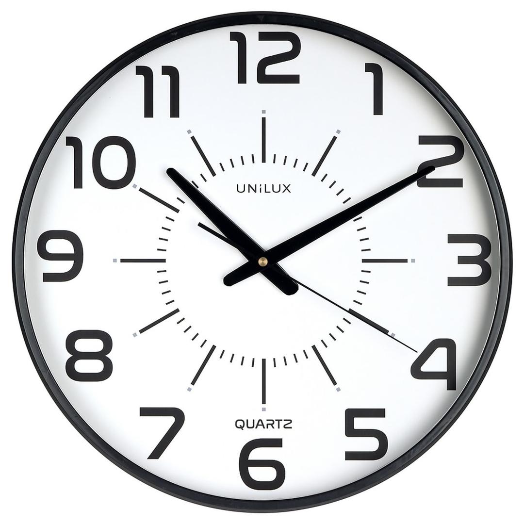 Grande horloge murale silencieuse, Ø 38 cm MAXI POP noir UNILUX - Grande horloge murale silencieuse UNILUX MAXI POP noir, vue d'ensemble