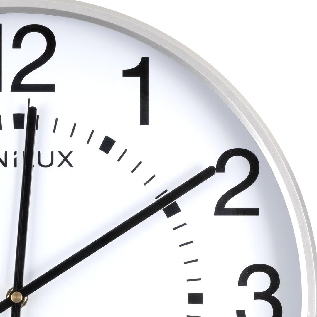 Grande horloge murale radio-pilotée, Ø 38 cm MAXI WAVE gris métal UNILUX - Grande horloge murale radio-pilotée UNILUX MAXI WAVE gris métal, détail du cadran