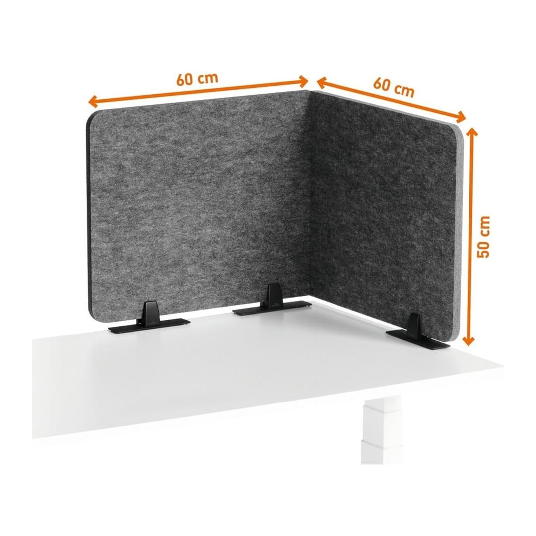 Écran de bureau acoustique pliable, 120 ou 160 cm EFFECT 120 DURABLE - Écran de bureau acoustique DURABLE EFFECT 120, plié en angle, deux segments de 60 cm