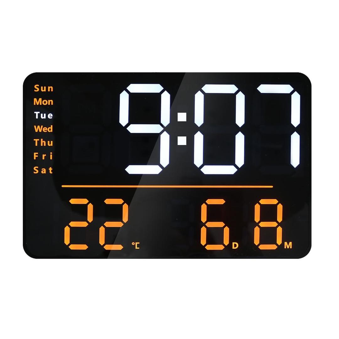 Horloge digitale LED, réveil et télécommande NUMI noir UNILUX - Horloge digitale LED UNILUX NUMI noir, écran allumé