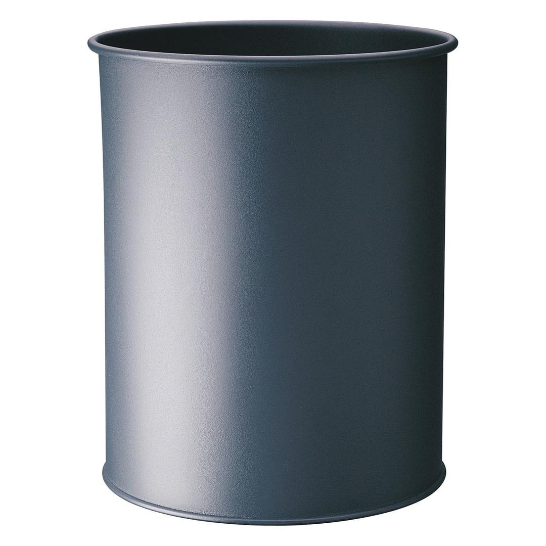 Corbeille à papier, acier peint époxy ronde 15 litres DURABLE - Corbeille à papier DURABLE ronde 15 litres anthracite, vue d'ensemble