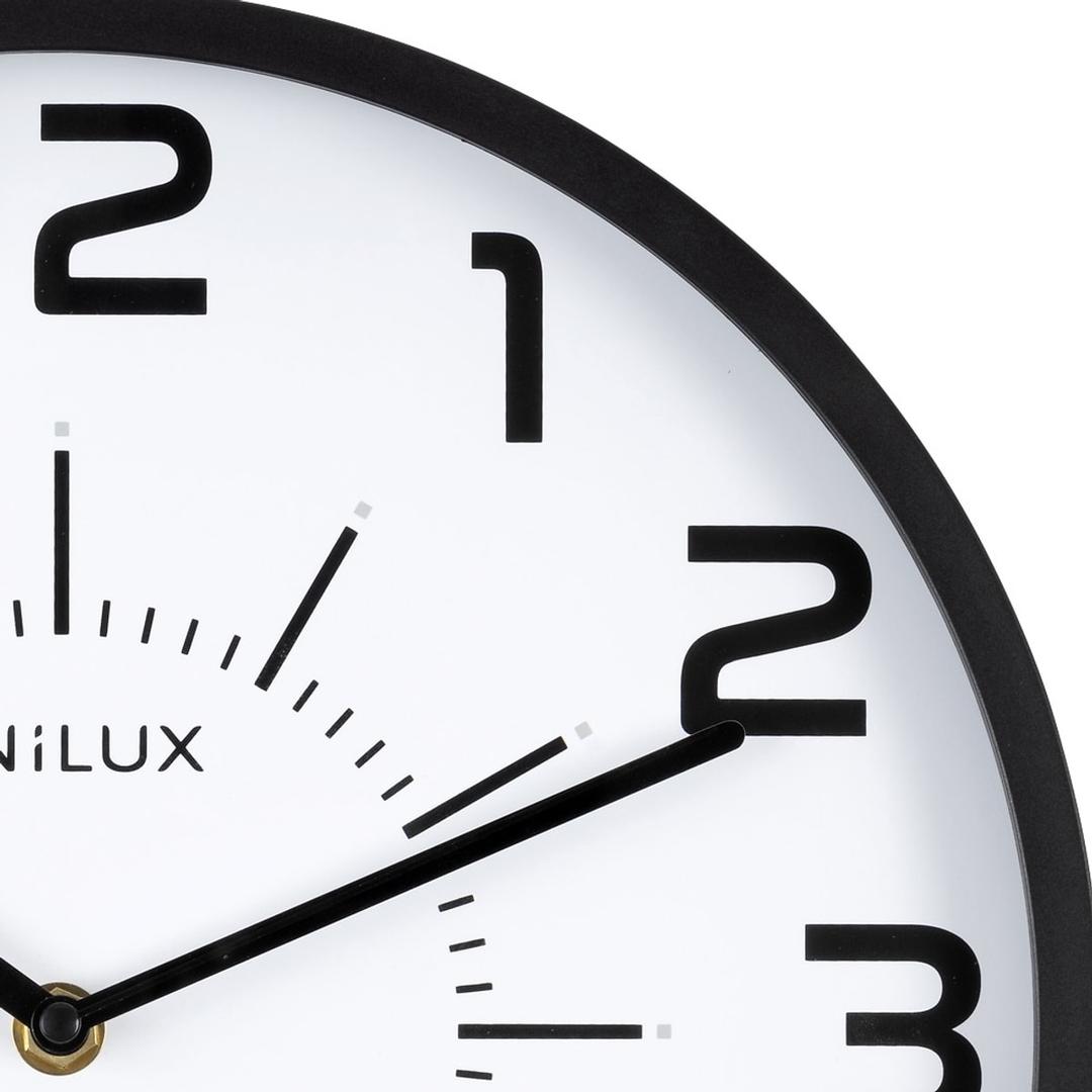 Horloge murale silencieuse, Ø 30,5 cm POP noir UNILUX - Horloge murale silencieuse UNILUX POP noir, détail du cadran