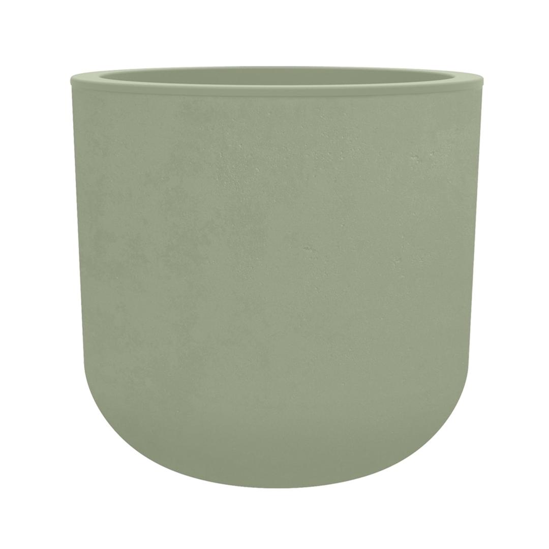 Pot de fleurs rond, décor béton BASALT'UP Ø 50 cm vert amande POÉTIC - Pot de fleurs rond Poétic BASALT'UP Ø 50 cm vert amande, vue d'ensemble