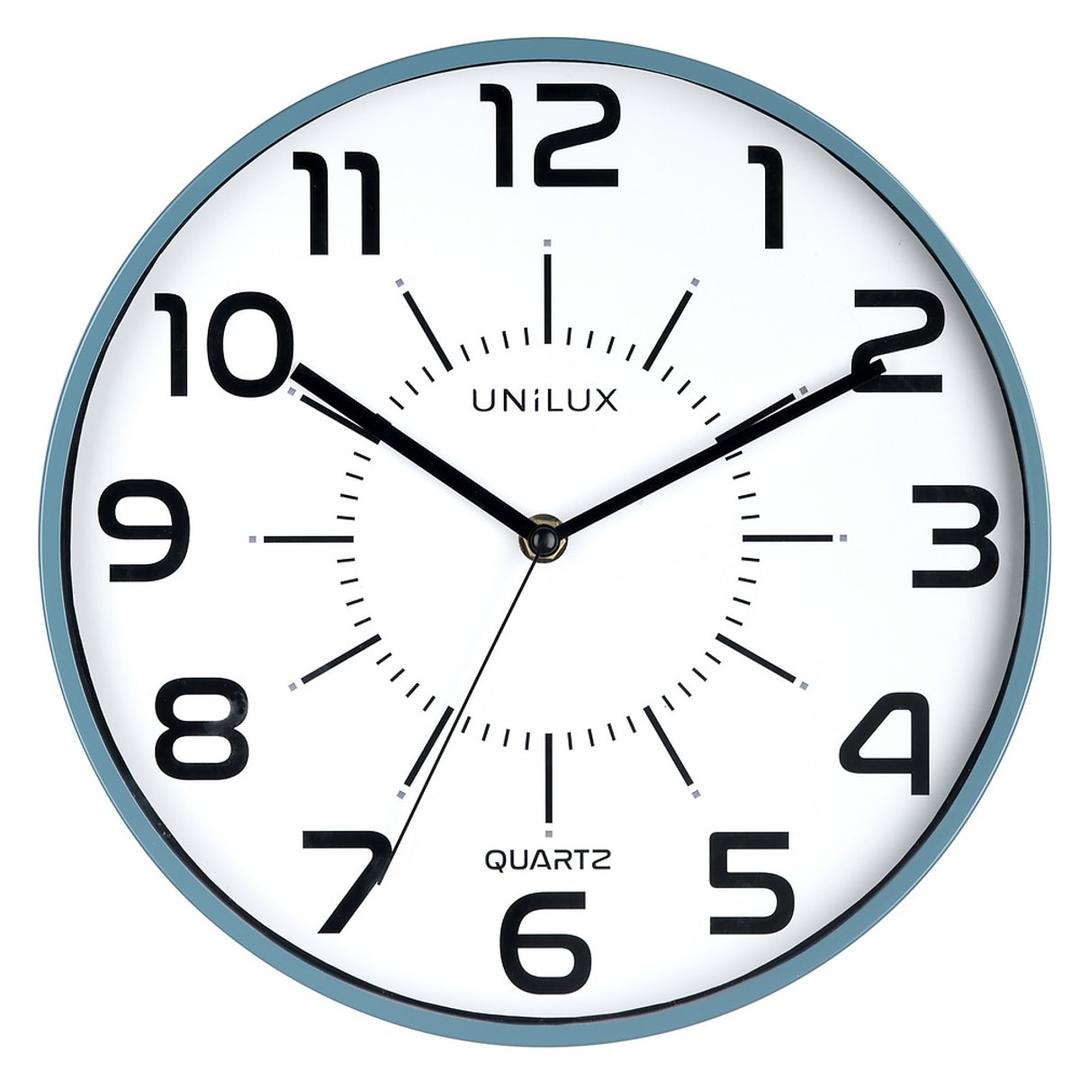 Horloge murale silencieuse, Ø 30,5 cm POP bleu UNILUX - Horloge murale silencieuse UNILUX POP bleu, vue d'ensemble