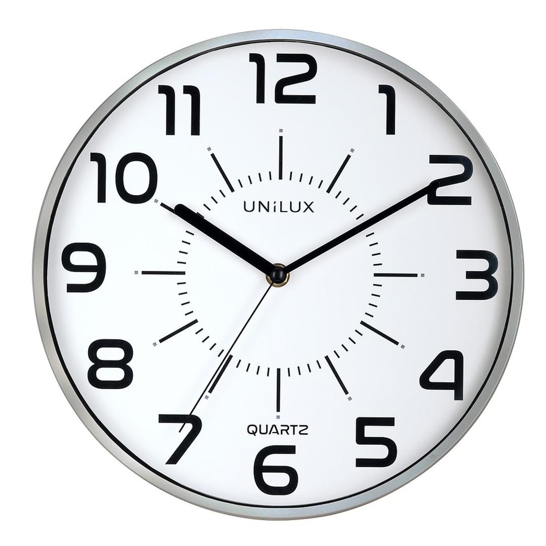 Horloge murale silencieuse, Ø 30,5 cm POP gris métal UNILUX - Horloge murale silencieuse UNILUX POP gris métal, vue d'ensemble