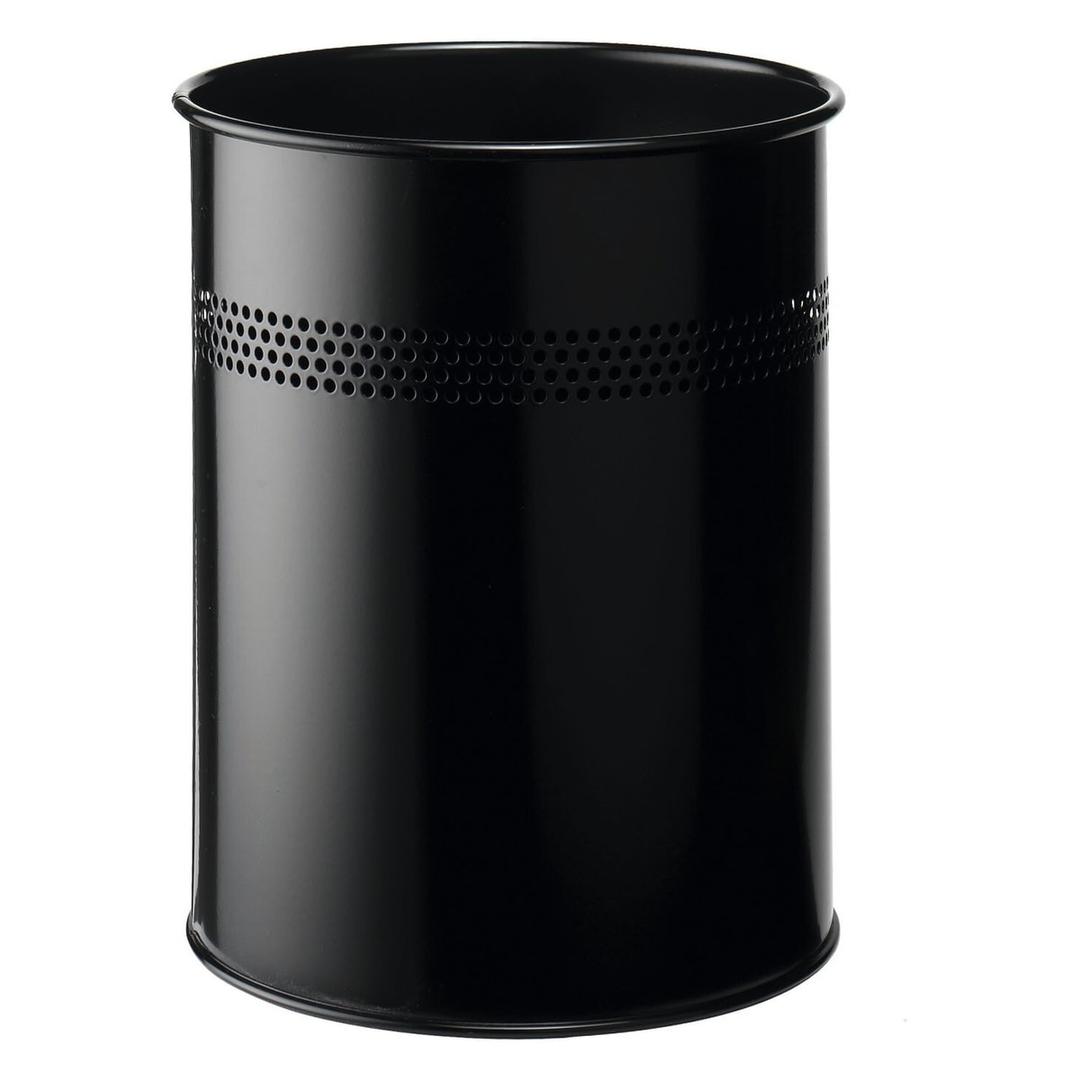 Corbeille à papier, acier peint époxy à liseré perforé 15 litres DURABLE - Corbeille à papier DURABLE à liseré perforé 15 litres noire, vue d'ensemble