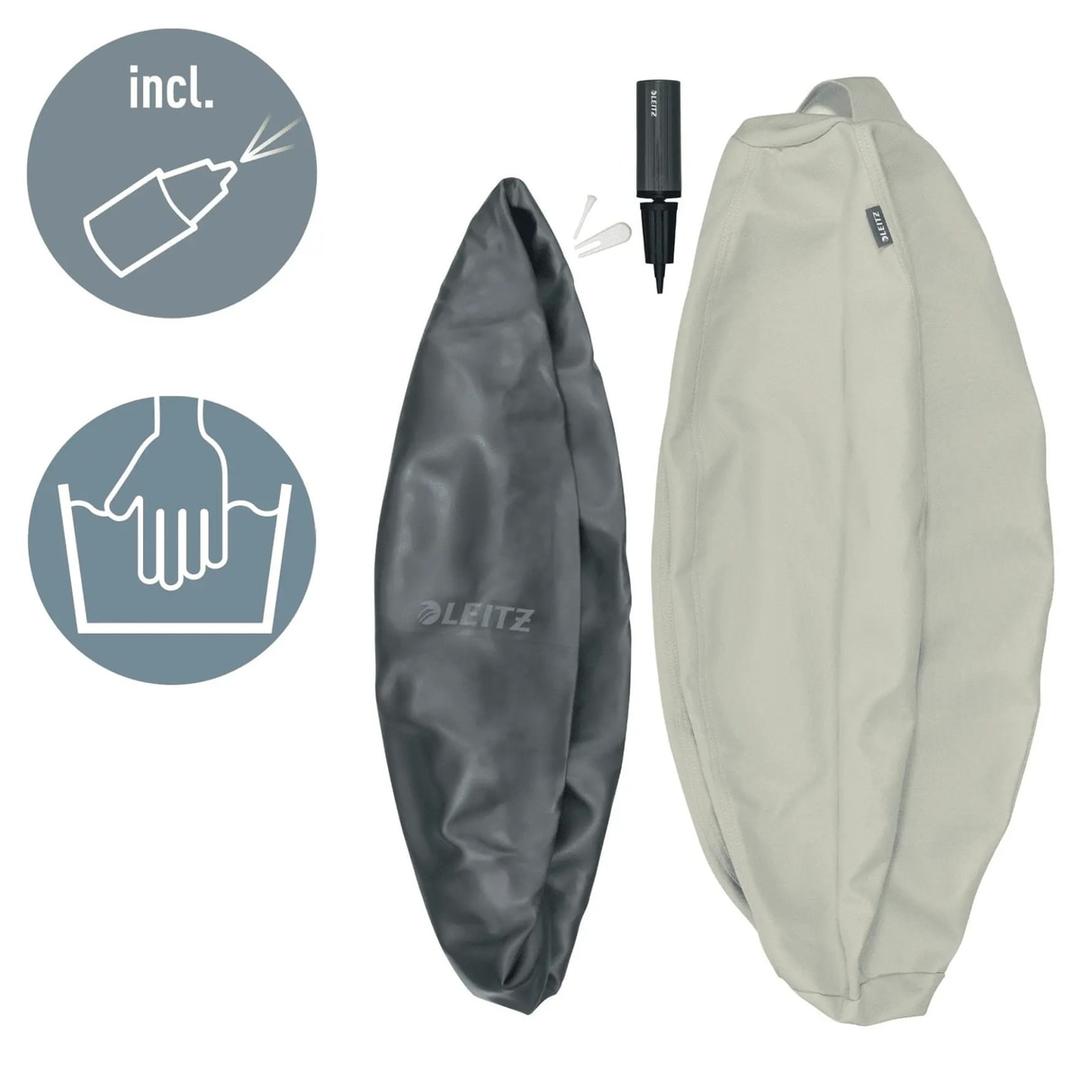 Ballon d'assise, anti-roulis Ergo Active Ø 65 cm gris LEITZ - Ballon d'assise LEITZ Ergo Active Ø 65 cm gris, housse et pompe fournies