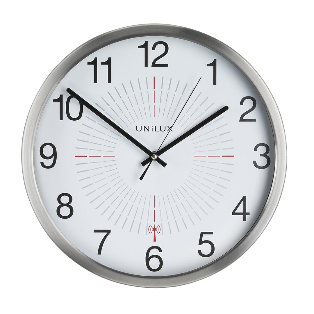 Horloge radio-pilotée extérieure IP41, Ø 35,5 cm OUTDOOR gris métal UNILUX - Horloge radio-pilotée extérieure IP41 UNILUX OUTDOOR gris métal, vue d'ensemble