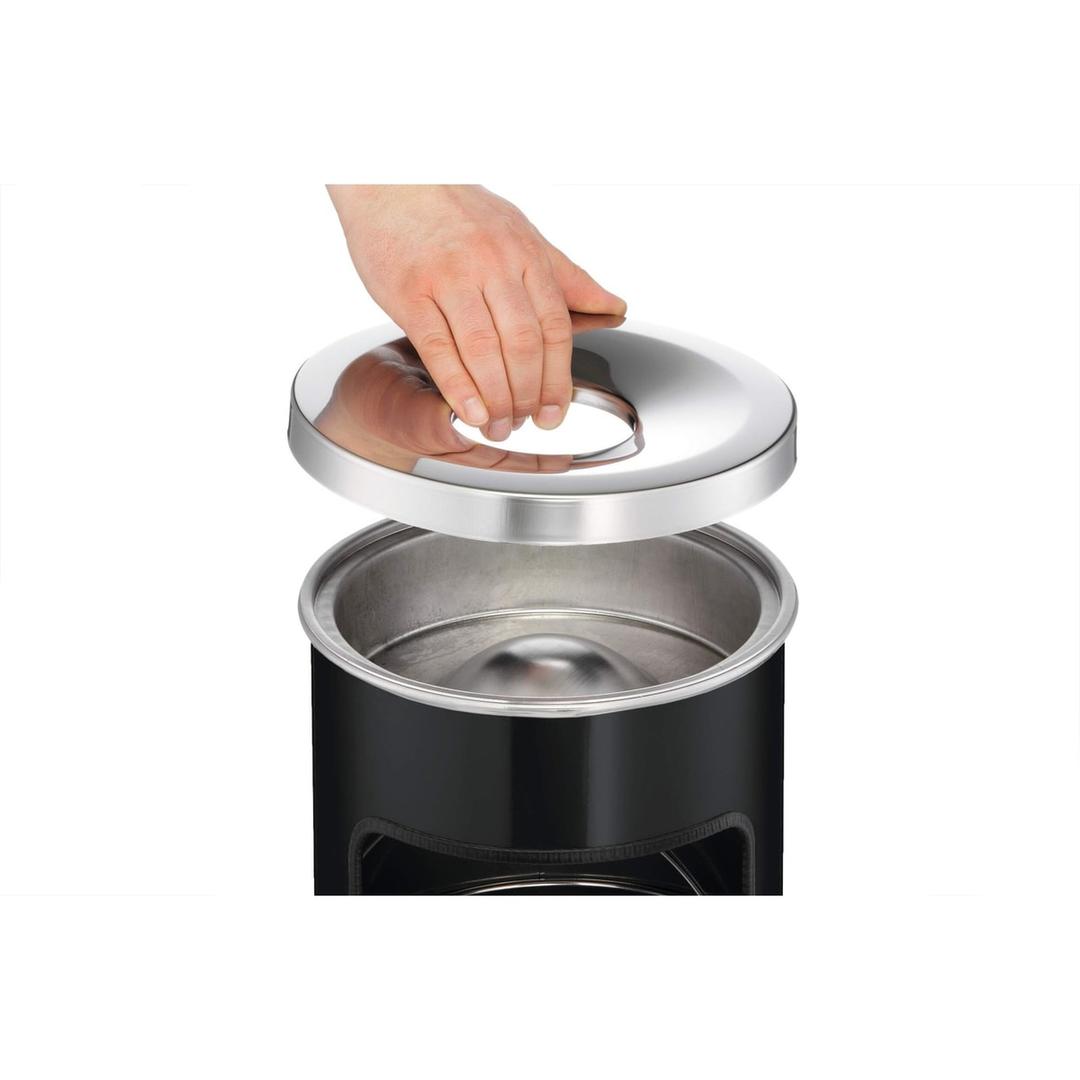 Cendrier-poubelle à couvercle étouffoir, 17 litres SAFE noir DURABLE - Cendrier-poubelle à couvercle étouffoir DURABLE SAFE noir, couvercle retiré