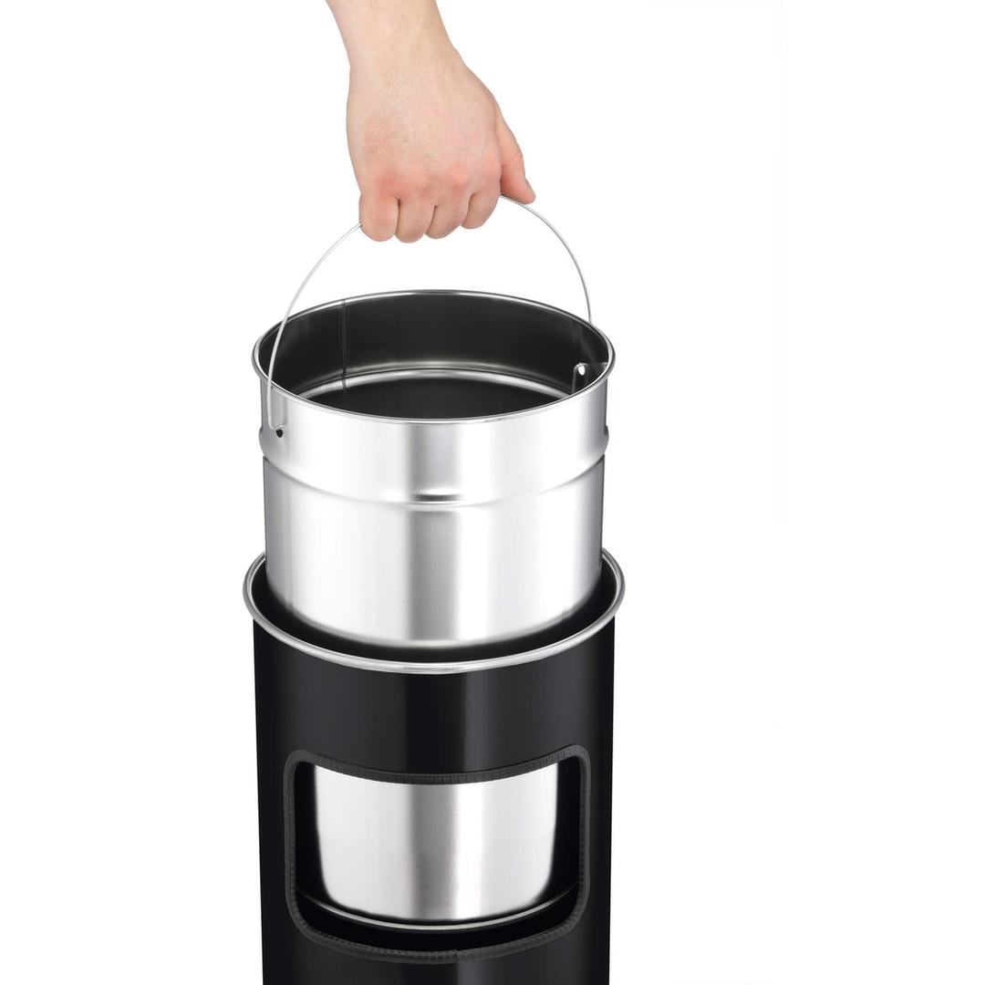 Cendrier-poubelle à couvercle étouffoir, 17 litres SAFE noir DURABLE - Cendrier-poubelle à couvercle étouffoir DURABLE SAFE noir, seau intérieur retiré