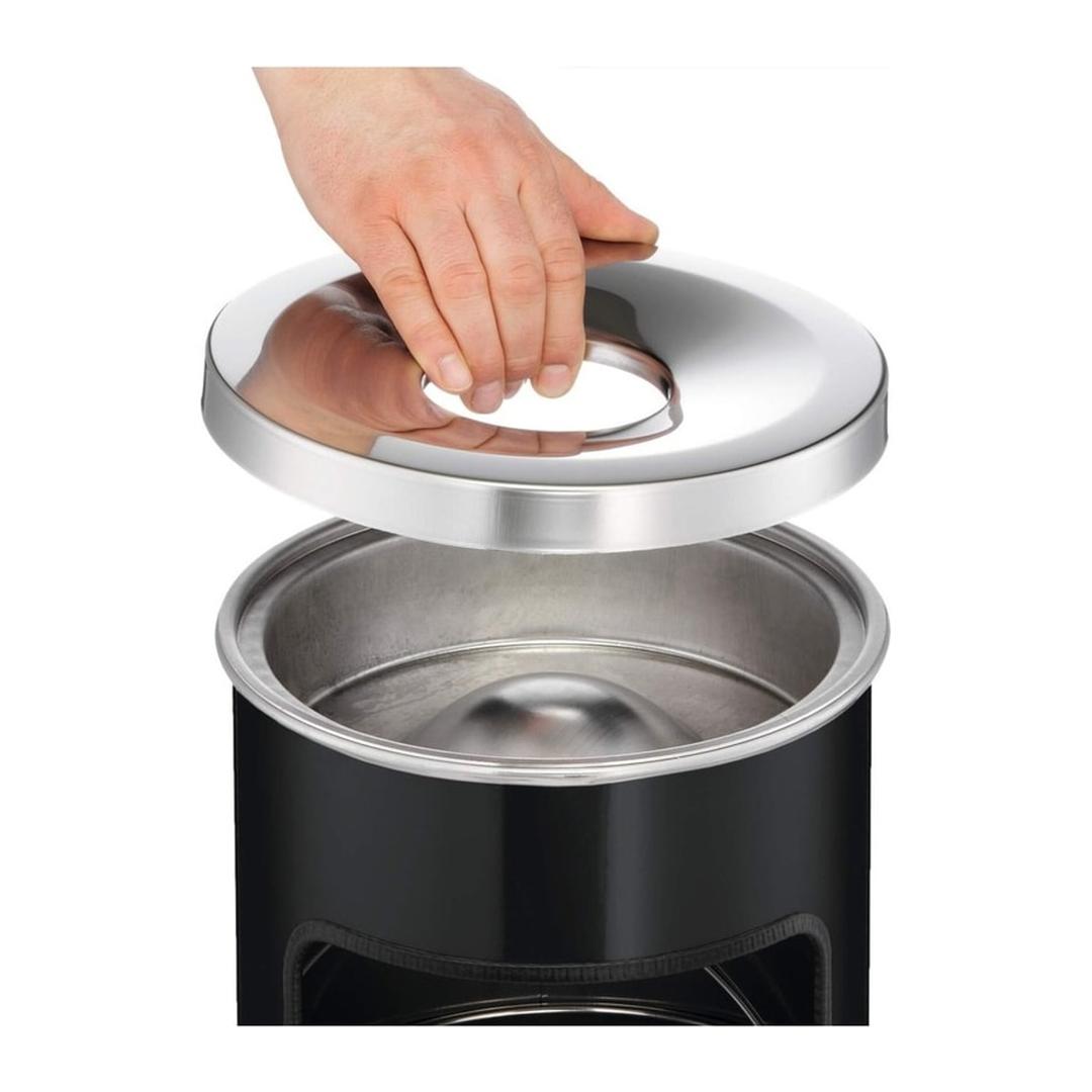 Cendrier-poubelle à couvercle étouffoir, 17 litres SAFE noir DURABLE - Cendrier-poubelle à couvercle étouffoir DURABLE SAFE noir, couvercle retiré