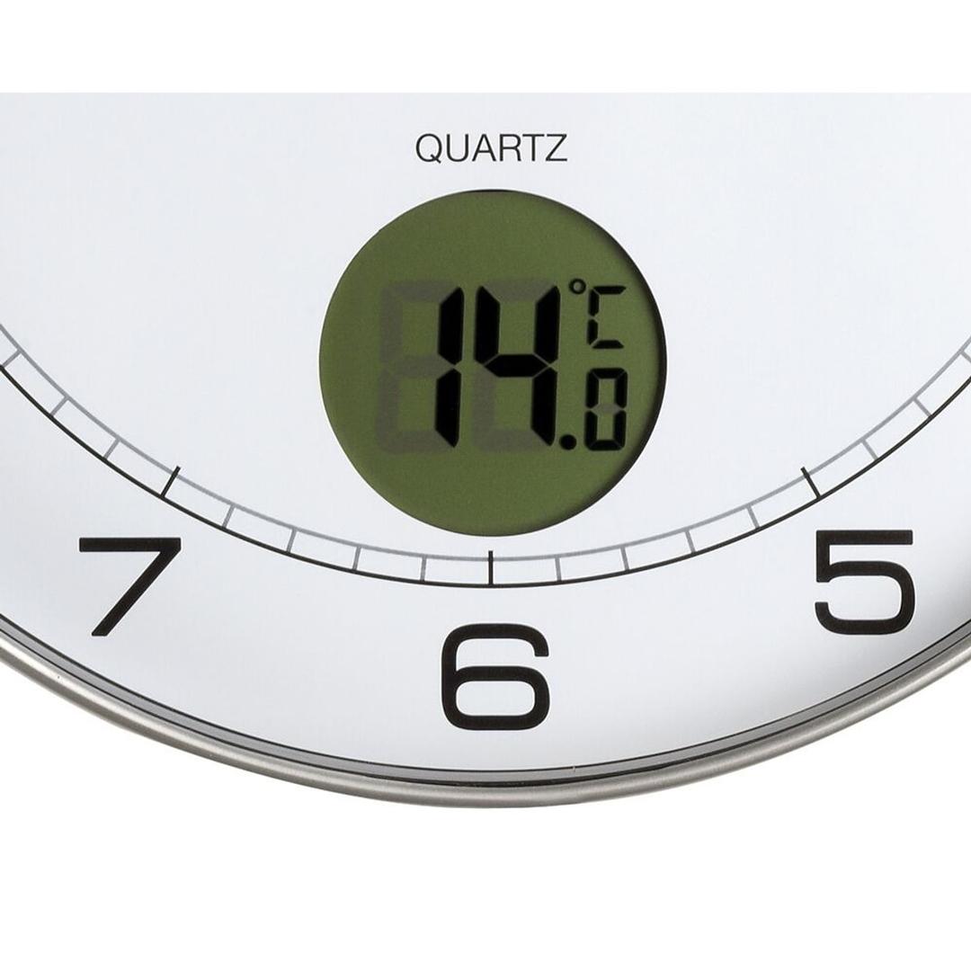 Horloge murale avec thermomètre, Ø 30 cm TEMPUS gris métal UNILUX - Horloge murale avec thermomètre UNILUX TEMPUS gris métal, détail du thermomètre