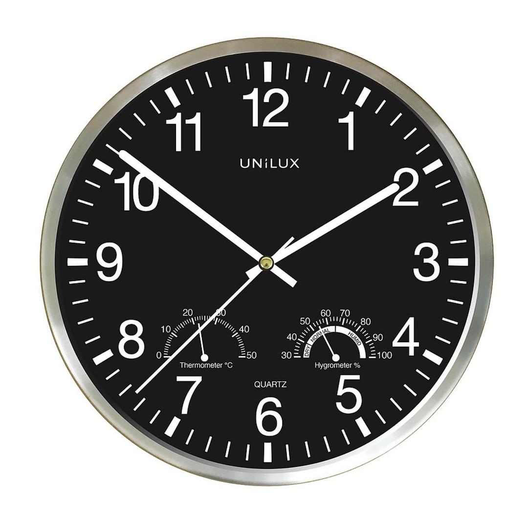 Horloge murale thermomètre et hygromètre, Ø 30 cm WETTY UNILUX - Horloge murale thermomètre et hygromètre UNILUX WETTY, vue d'ensemble