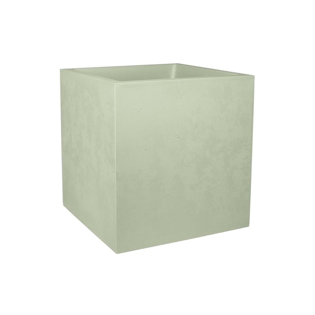 Bac à plantes carré double paroi, décor béton BASALT carré 40 cm vert amande POÉTIC - Bac à plantes carré double paroi Poétic BASALT carré 40 cm vert amande, vue d'ensemble