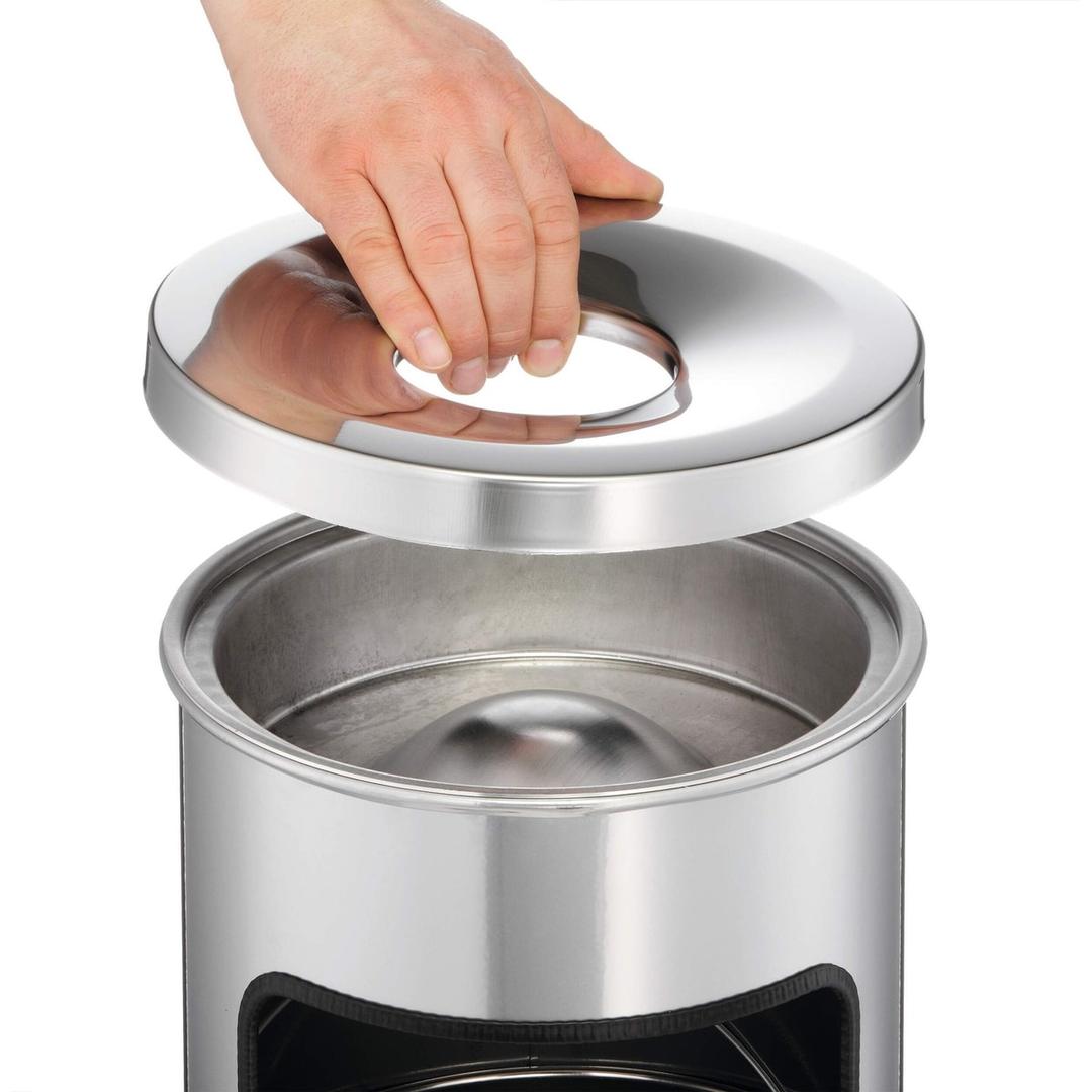 Cendrier-poubelle à couvercle étouffoir, 17 litres SAFE argent métallisé DURABLE - Cendrier-poubelle à couvercle étouffoir DURABLE SAFE argent métallisé, couvercle retiré