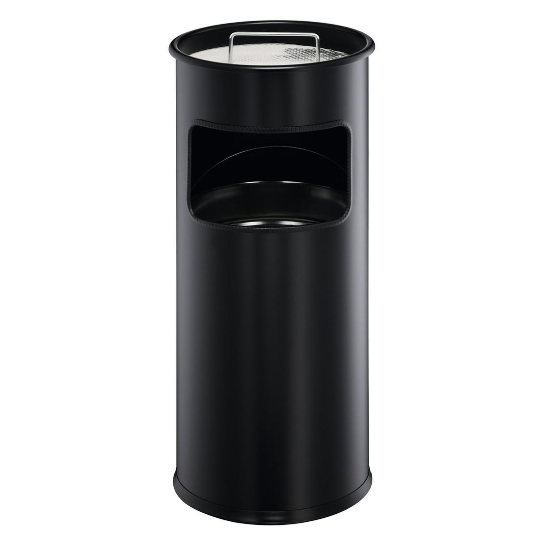 Cendrier-poubelle avec sable, 17 litres rond noir DURABLE - Cendrier-poubelle avec sable DURABLE rond noir, vue d'ensemble
