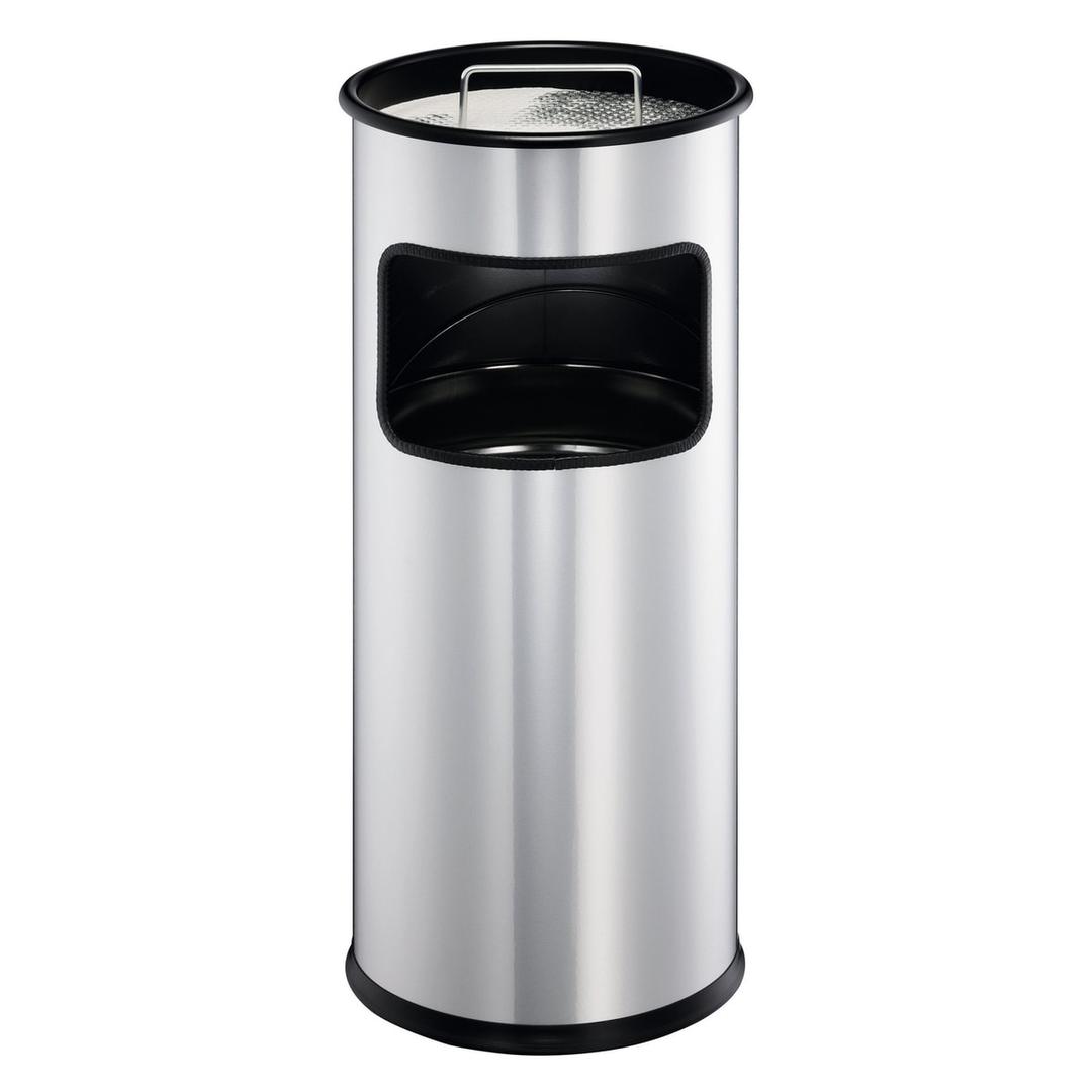 Cendrier-poubelle avec sable, 17 litres rond argent métallisé DURABLE - Cendrier-poubelle avec sable DURABLE rond argent métallisé, vue d'ensemble