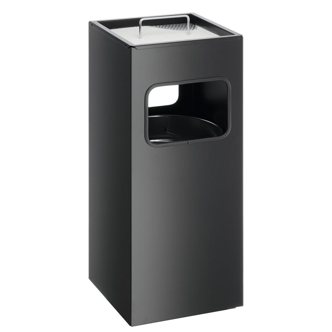 Cendrier-poubelle avec sable, 17 litres carré noir DURABLE - Cendrier-poubelle avec sable DURABLE carré noir, vue d'ensemble