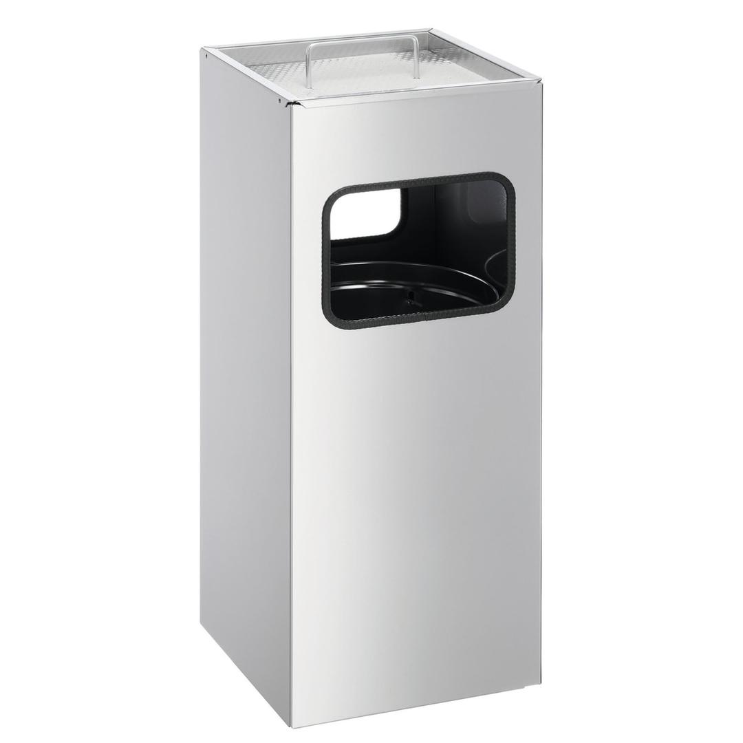 Cendrier-poubelle avec sable, 17 litres carré argent métallisé DURABLE - Cendrier-poubelle avec sable DURABLE carré argent métallisé, vue d'ensemble
