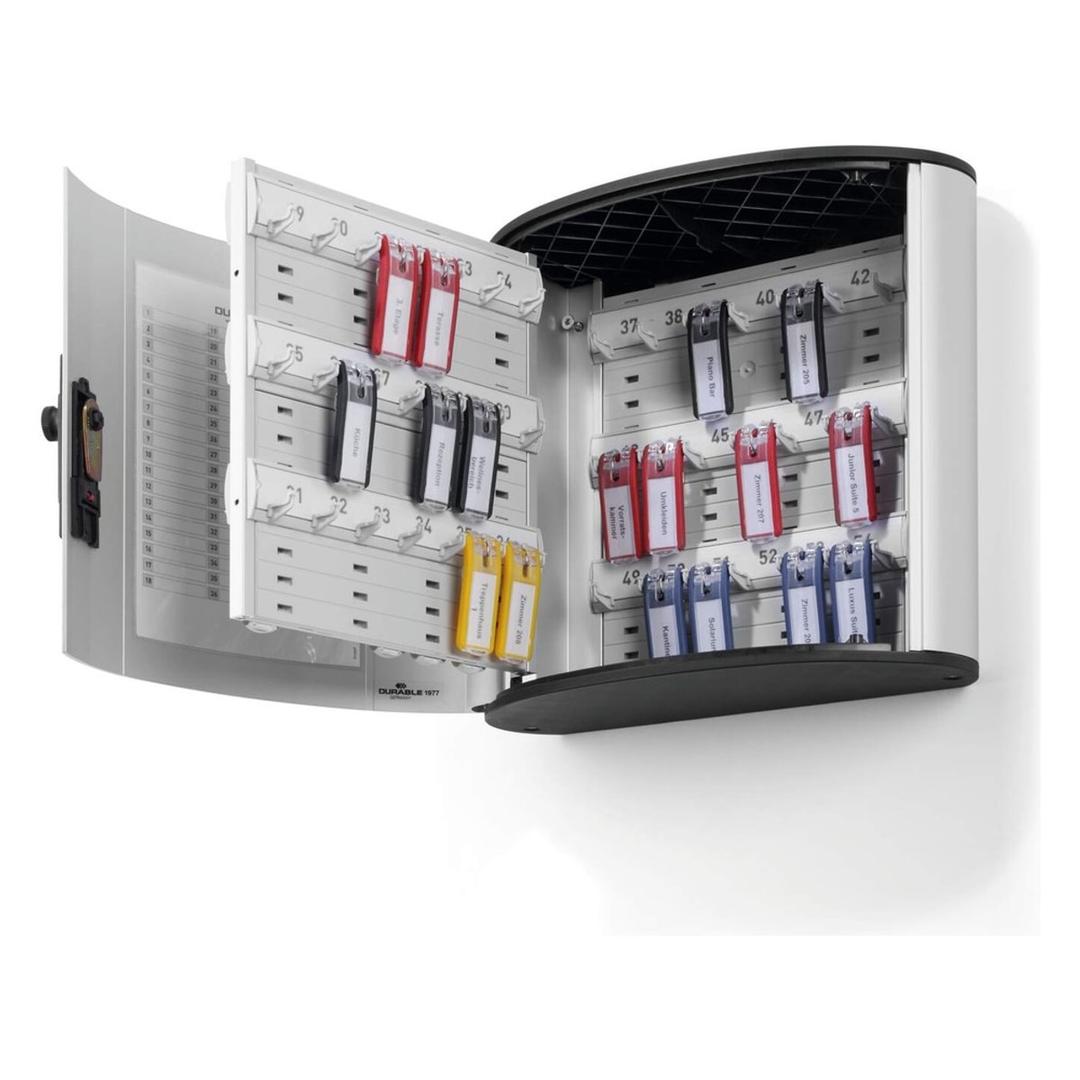 Armoire à clés murale à code, 54 clés KEY BOX CODE 54 DURABLE - Armoire à clés murale à code DURABLE KEY BOX CODE 54, porte grande ouverte