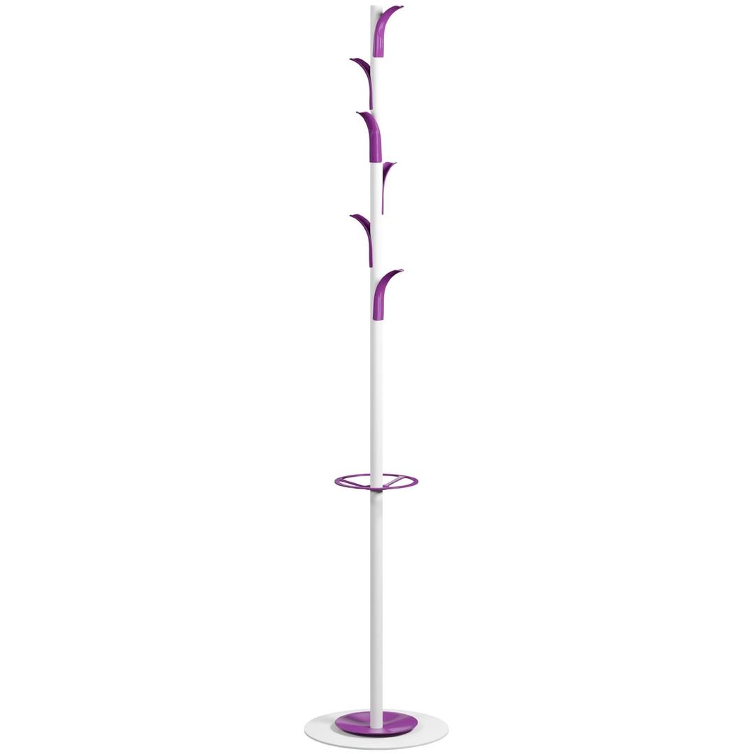 Portemanteau sur pied, 6 crochets PALM SPRINGS PAPERFLOW - Portemanteau sur pied PAPERFLOW PALM SPRINGS blanc et lilas, vue d'ensemble