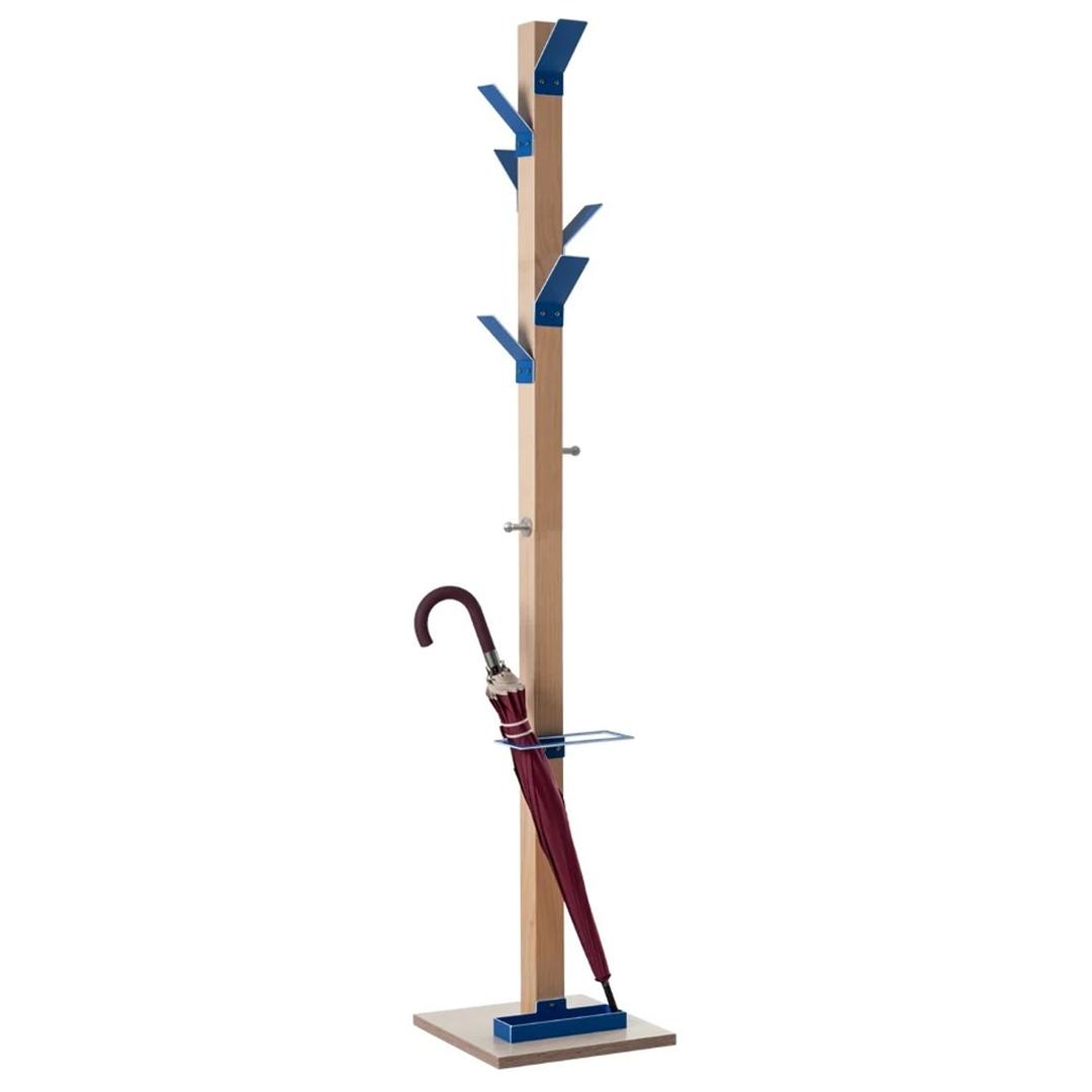 Portemanteau en hêtre, porte-parapluie easyCloth PAPERFLOW - Portemanteau en hêtre PAPERFLOW easyCloth bleu, vue d'ensemble