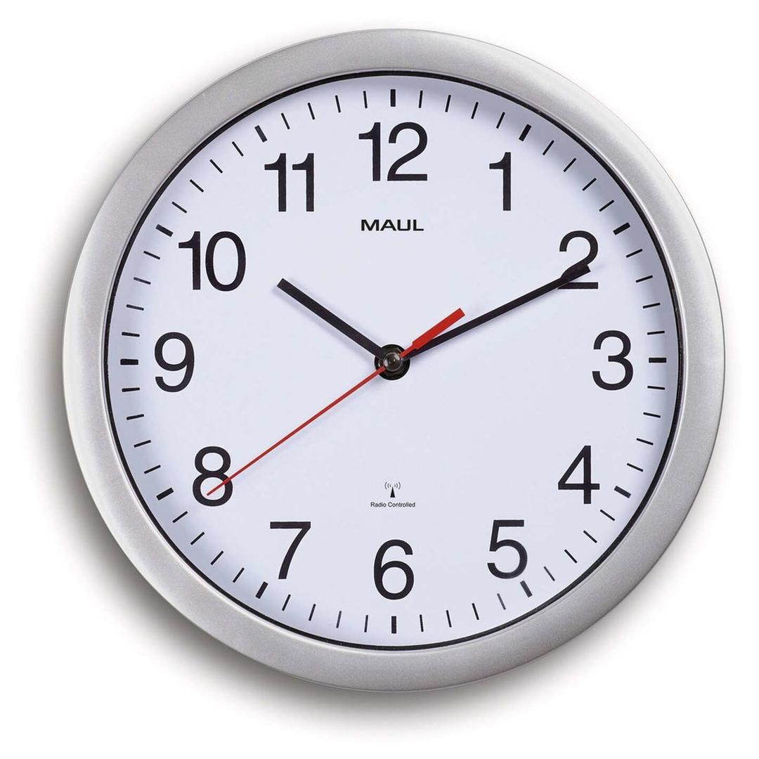Horloge murale radio-pilotée, Ø 25 cm run radio argent MAUL - Horloge murale radio-pilotée MAUL run radio argent, vue d'ensemble
