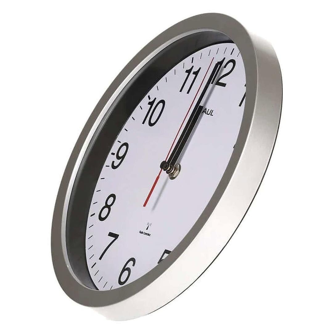 Horloge murale radio-pilotée, Ø 25 cm run radio argent MAUL - Horloge murale radio-pilotée MAUL run radio argent, vue de biais