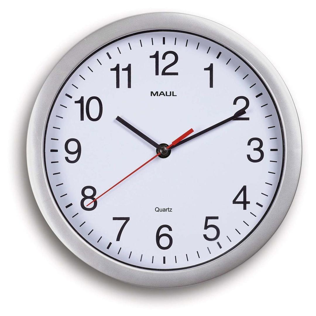 Horloge murale à quartz silencieuse, Ø 25 cm run quartz argent MAUL - Horloge murale à quartz silencieuse MAUL run quartz argent, vue d'ensemble