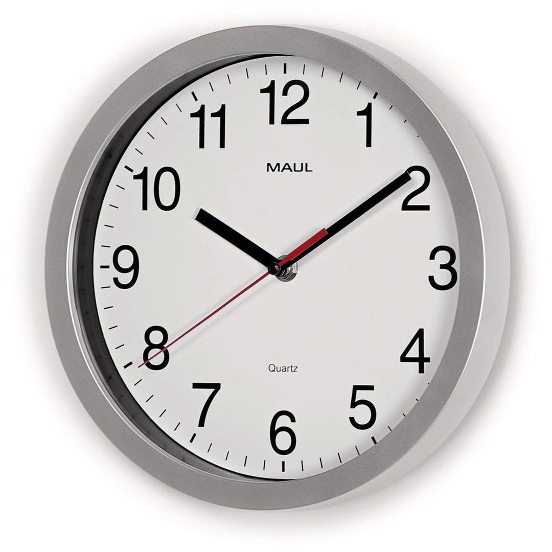 Horloge murale à quartz silencieuse, Ø 25 cm run quartz argent MAUL - Horloge murale à quartz silencieuse MAUL run quartz argent, vue de biais