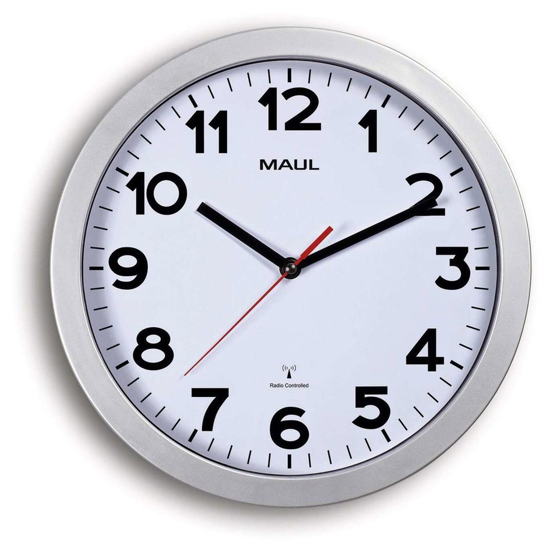 Horloge murale radio-pilotée, Ø 30 cm step 30 radio argent MAUL - Horloge murale radio-pilotée MAUL step 30 radio argent, vue d'ensemble